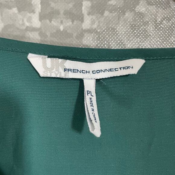 French Connection Women's Green Sequin Sleeve Crop Top - Size Large Petite (PL) - Picture 4 of 6